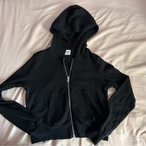 Tna waffle zip hoodie in black